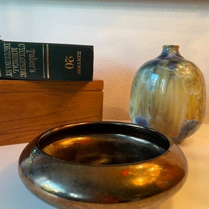 Vintage Haeger Metallic Bronze Pottery Bowl Planter
