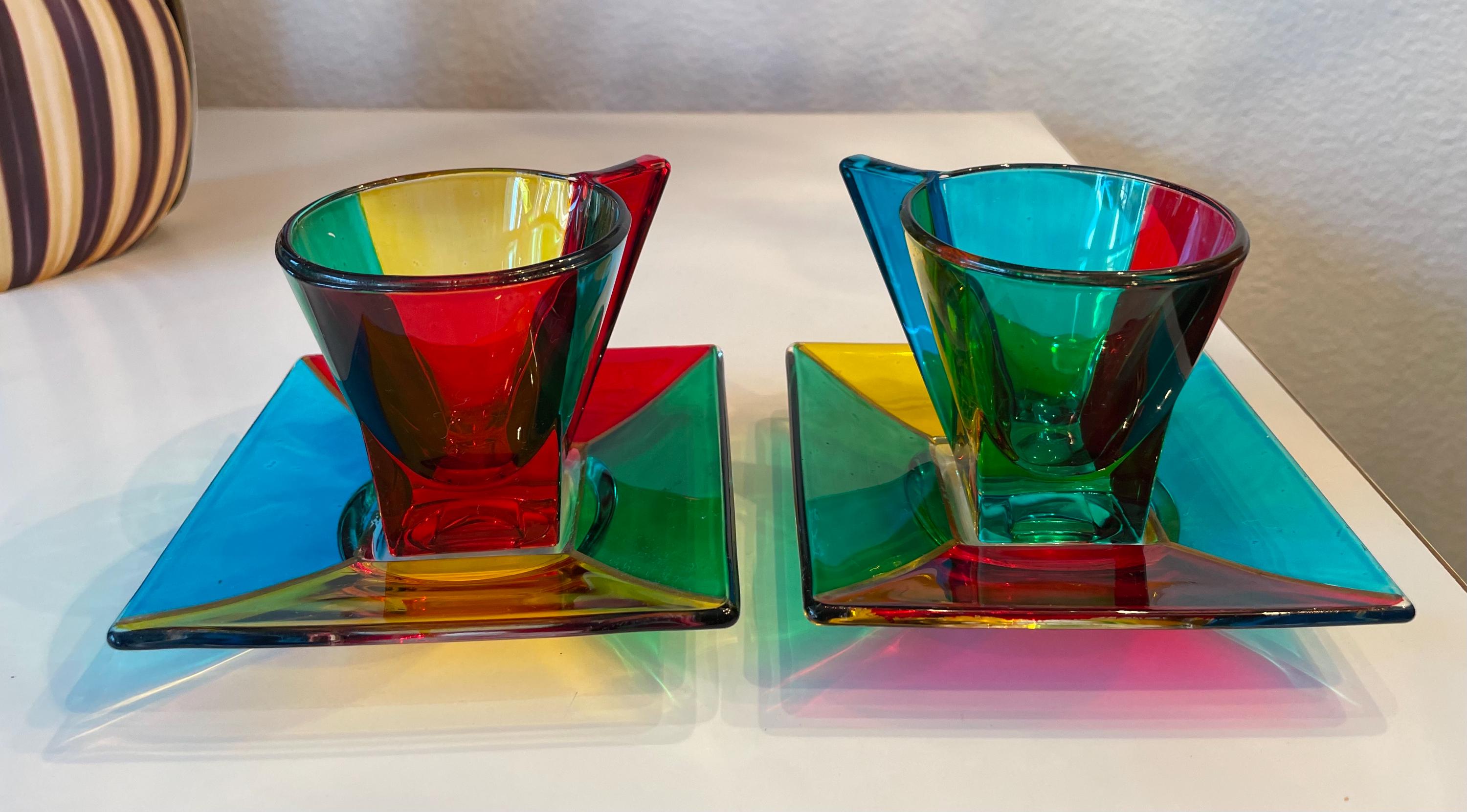 Vintage Italian Murano Glass Cup and Saucer Set: Art Deco Zecchin