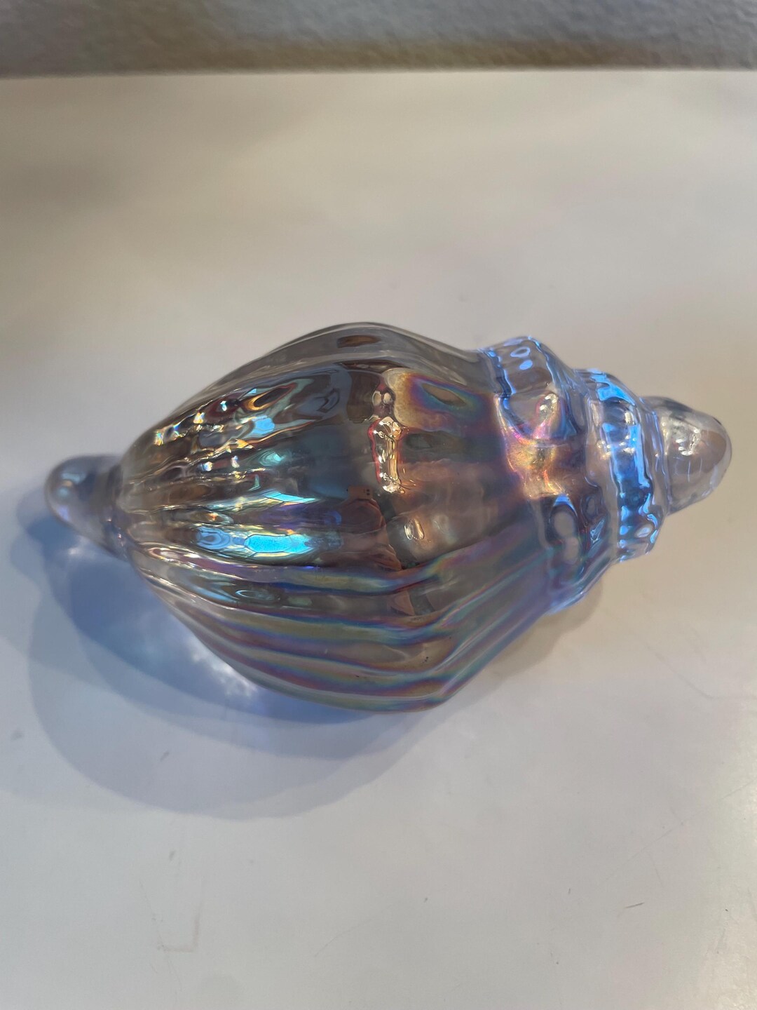Vintage Iridescent Art Glass Conch Shell Paperweight - Etsy