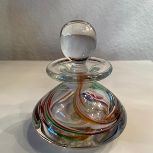 Vintage Joe Hamon Blown Art Glass Perfume Bottle Paperweight Scarlet Swirl | Studio Art Glass Paperweight