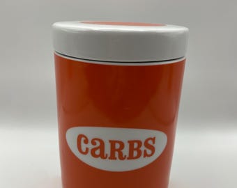 Pote de cerâmica "Carbs" de Jonathan Adler com tampa | Recipiente branco para cozinha | Decoração moderna para despensa
