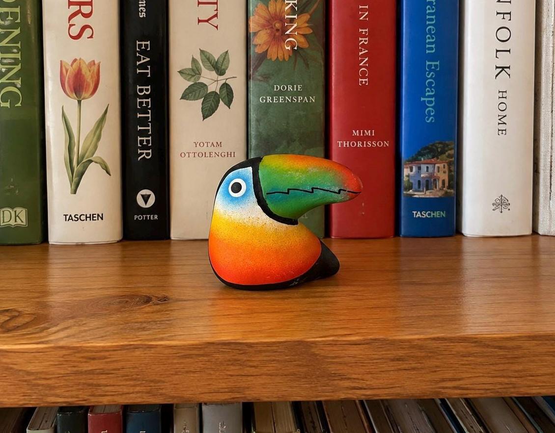 Costa Rica Toucan Figurine by Gloria a Dios Hand Painted Tropical Bird Ceramic Folk Art Collectible