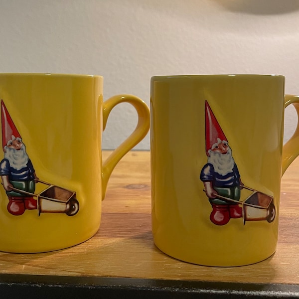 Kiss That Frog Mug by Cleen, French Marcel la Brouette Gnome Wheelbarrow Lot of 2