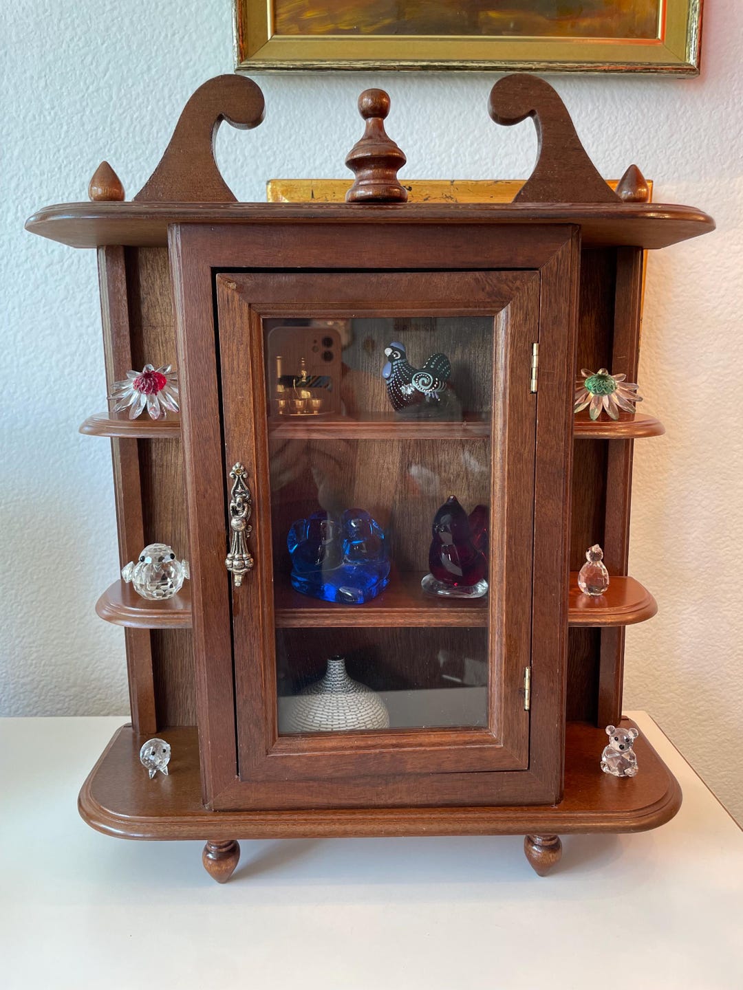 Photo inspiration: Fresh Look at Vintage Wood Curio Cabinet 3 Shelf Glass Door Display