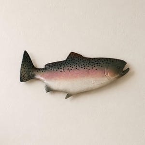 Vintage Ceramic Trout Fish Wall Art Decor Artist signed 89
