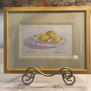Vintage Lemon Watercolor Painting: Original Still Life Art