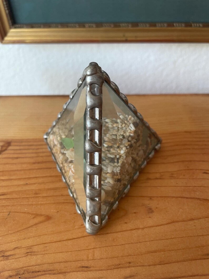 Seashell Pyramid Glass Paperweight | Ocean Beach Sand Kaleidoscope ...