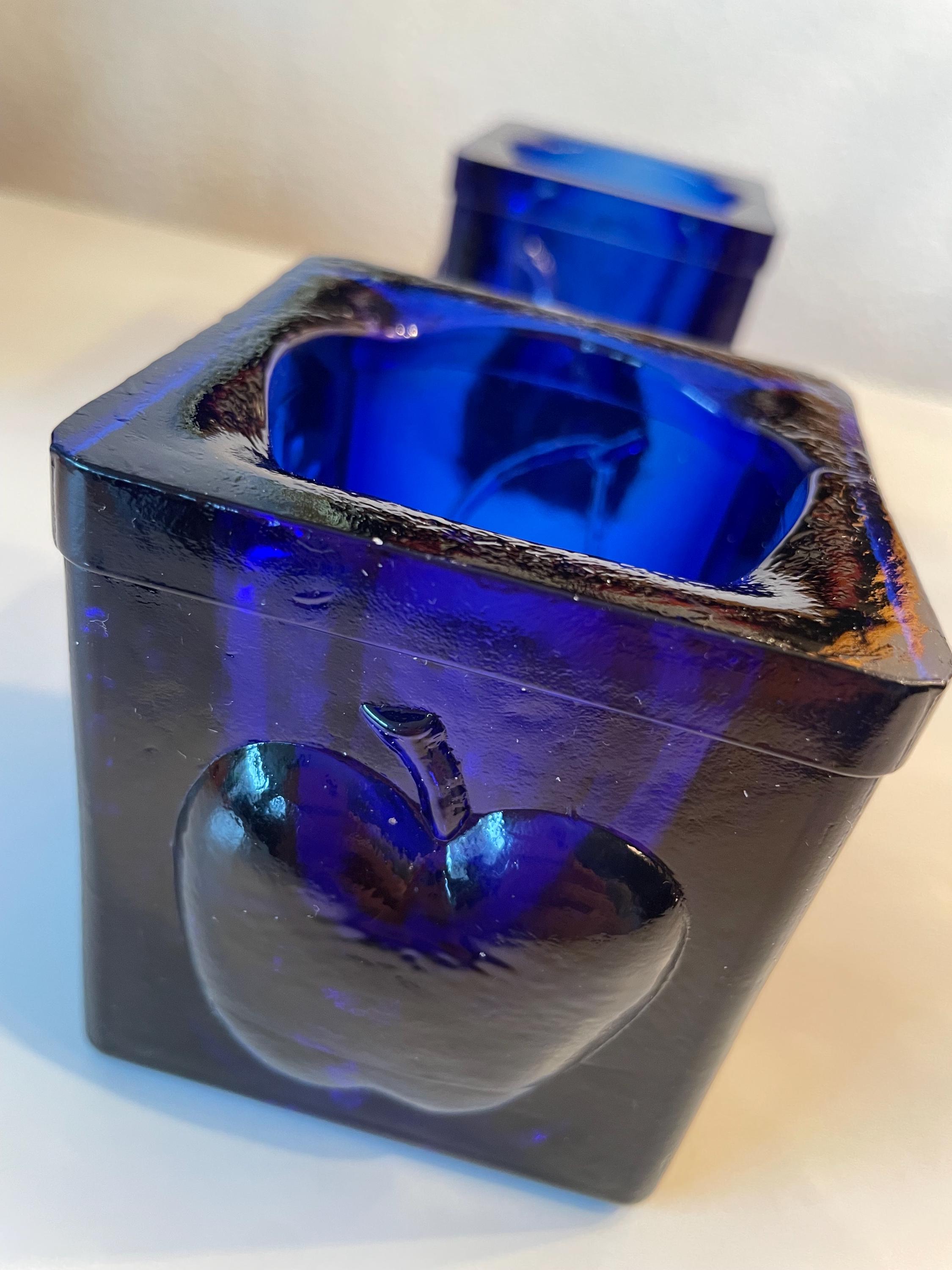 ヴィンテージ コバルトブルー キャンドルホルダー 2個セット | プレス