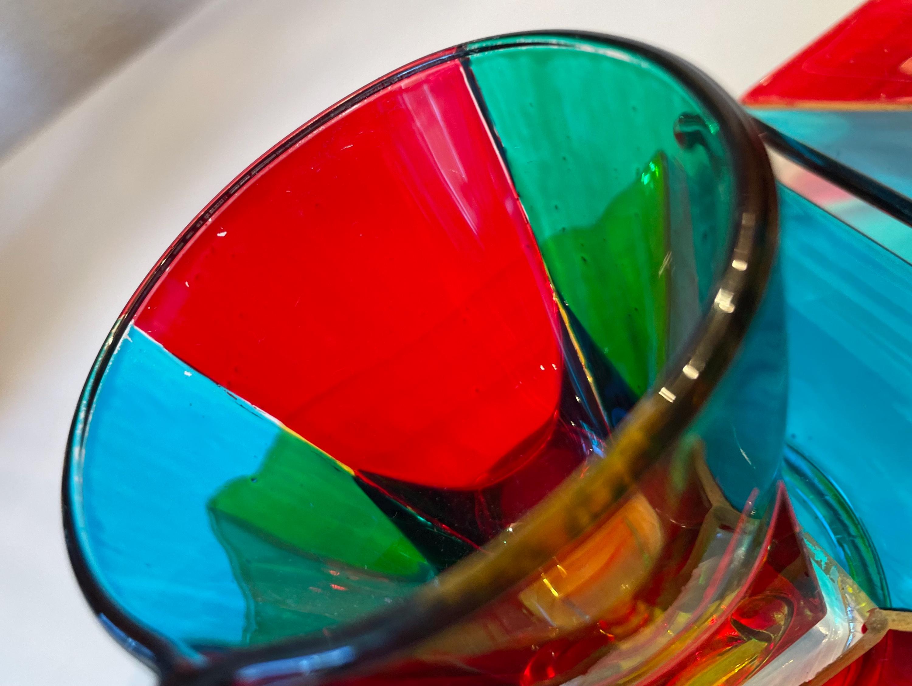 Vintage Italian Murano Glass Cup and Saucer Set: Art Deco