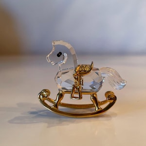 Swarovski Crystal Rocking Horse Retired | Crystal Horse Figurine | Art Glass Horse Statue | Crystal Toy Horse Figure | Gift for Horse Lover