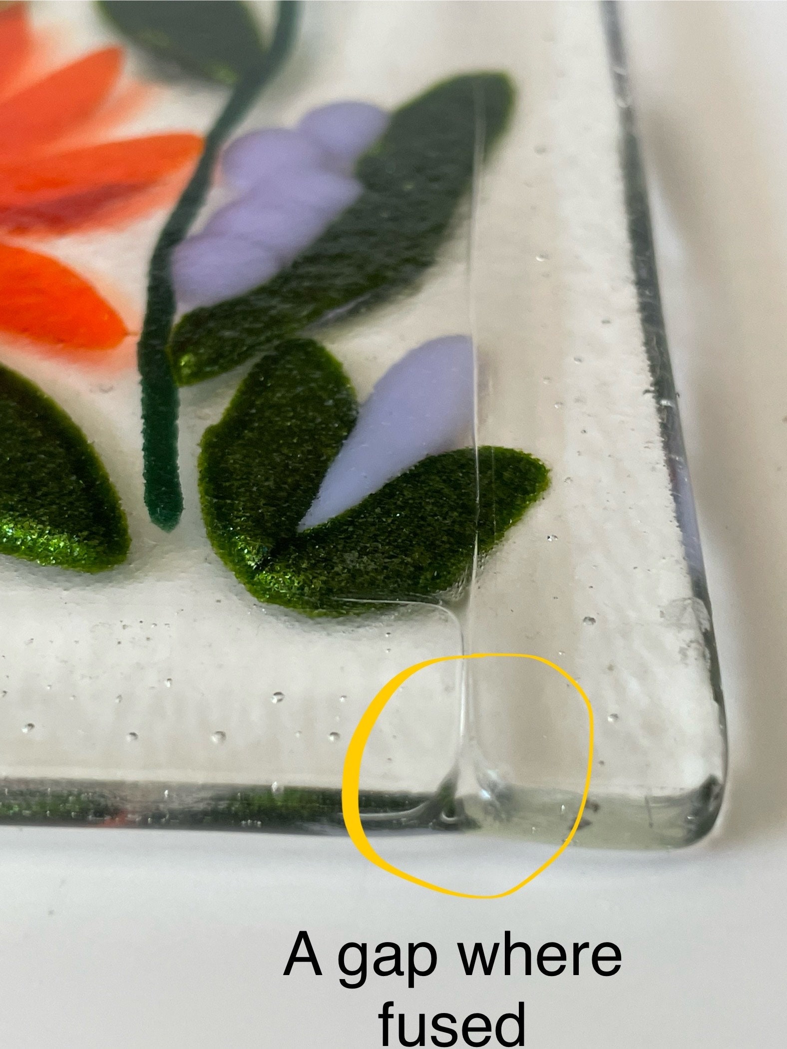 Fused Glass Art Garden Scene Panel Flowers Garden Fused Art Glass Clear