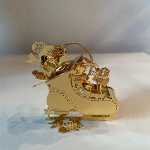 Vintage Danbury Mint Gold Skating Chipmunk Christmas Ornament (1993)