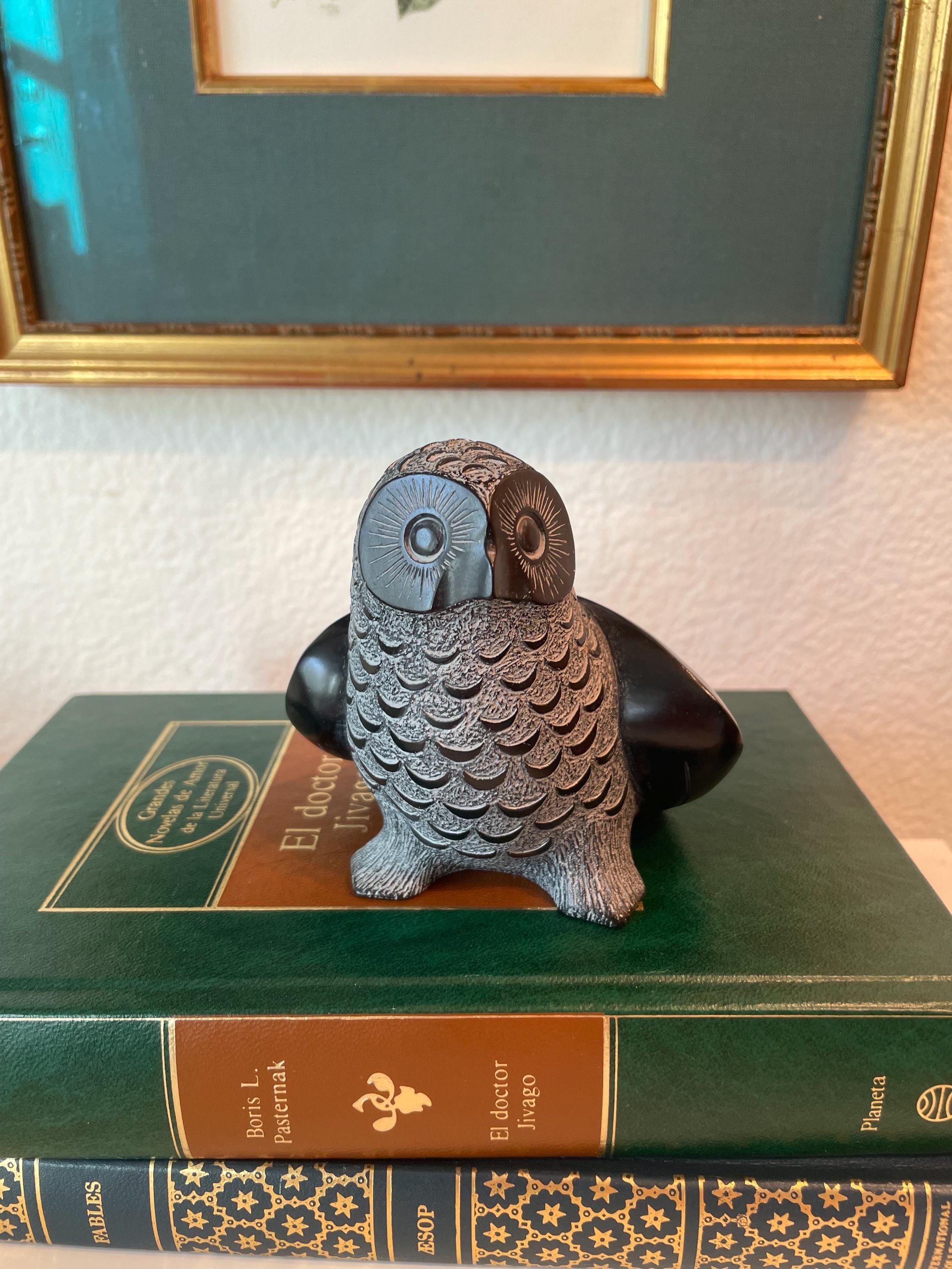 Vintage BOMA Soapstone Sculpture Owl Figurine Canada FLAW READ
