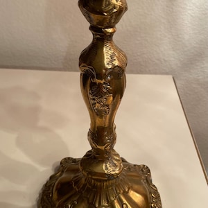 Vintage Ornate Brass Candle Holder Stick: MCM Art Decor