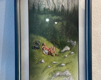 Cuadro original de paisaje con textura 3D de montaña / Senderismo / Arte original / Arte tranquilo para colgar en la pared / Regalo para excursionistas