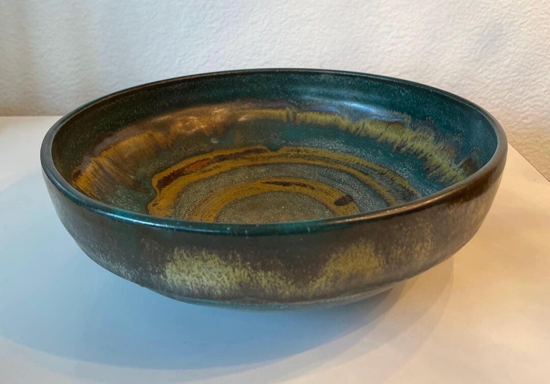 Vintage Handmade Pottery Bowl | Studio Art Pottery Bowl | Drip Glaze ...