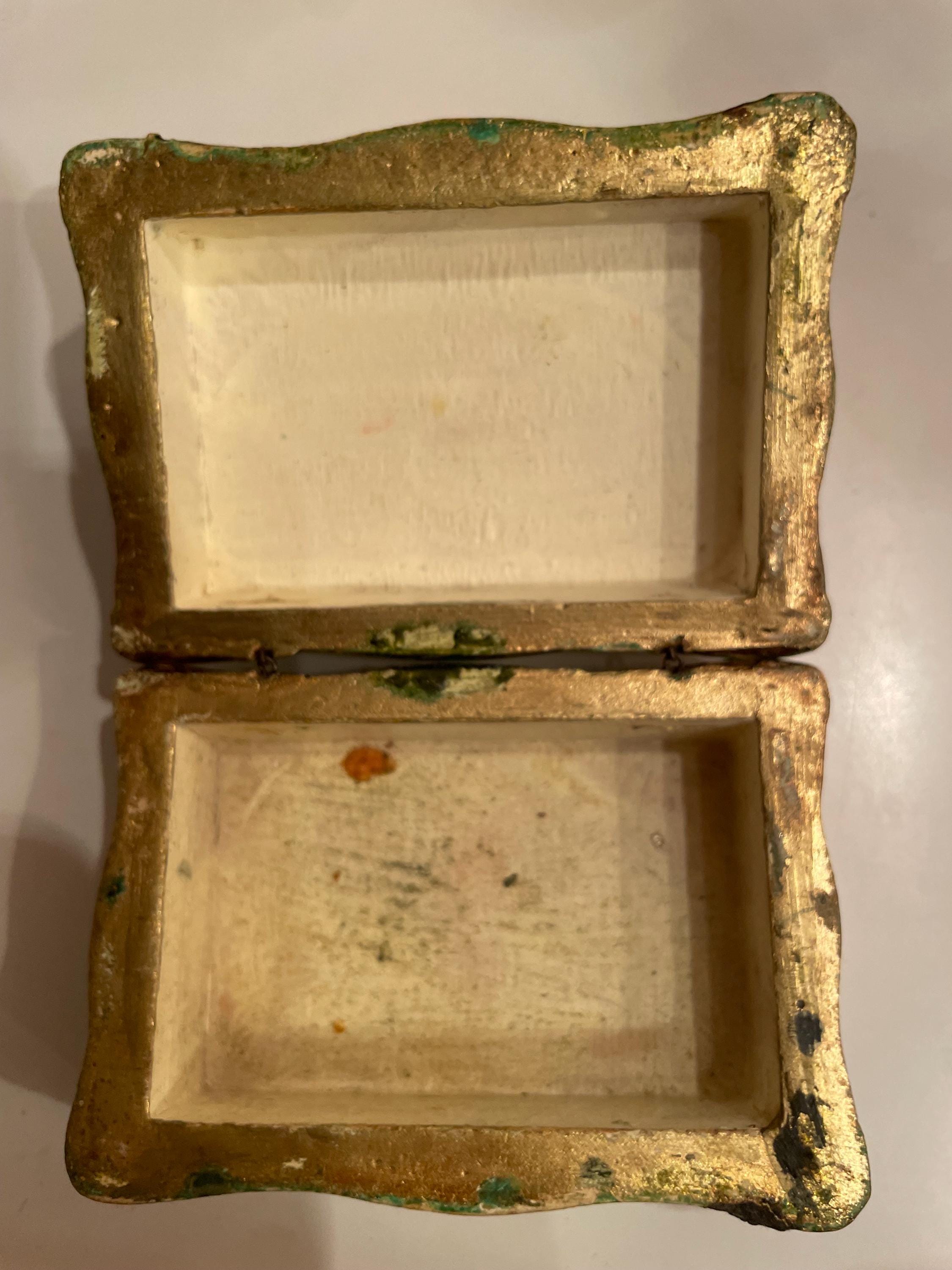 Vintage Italian Florentine Gilt Box Small Greeb and Gold | Scalloped ...