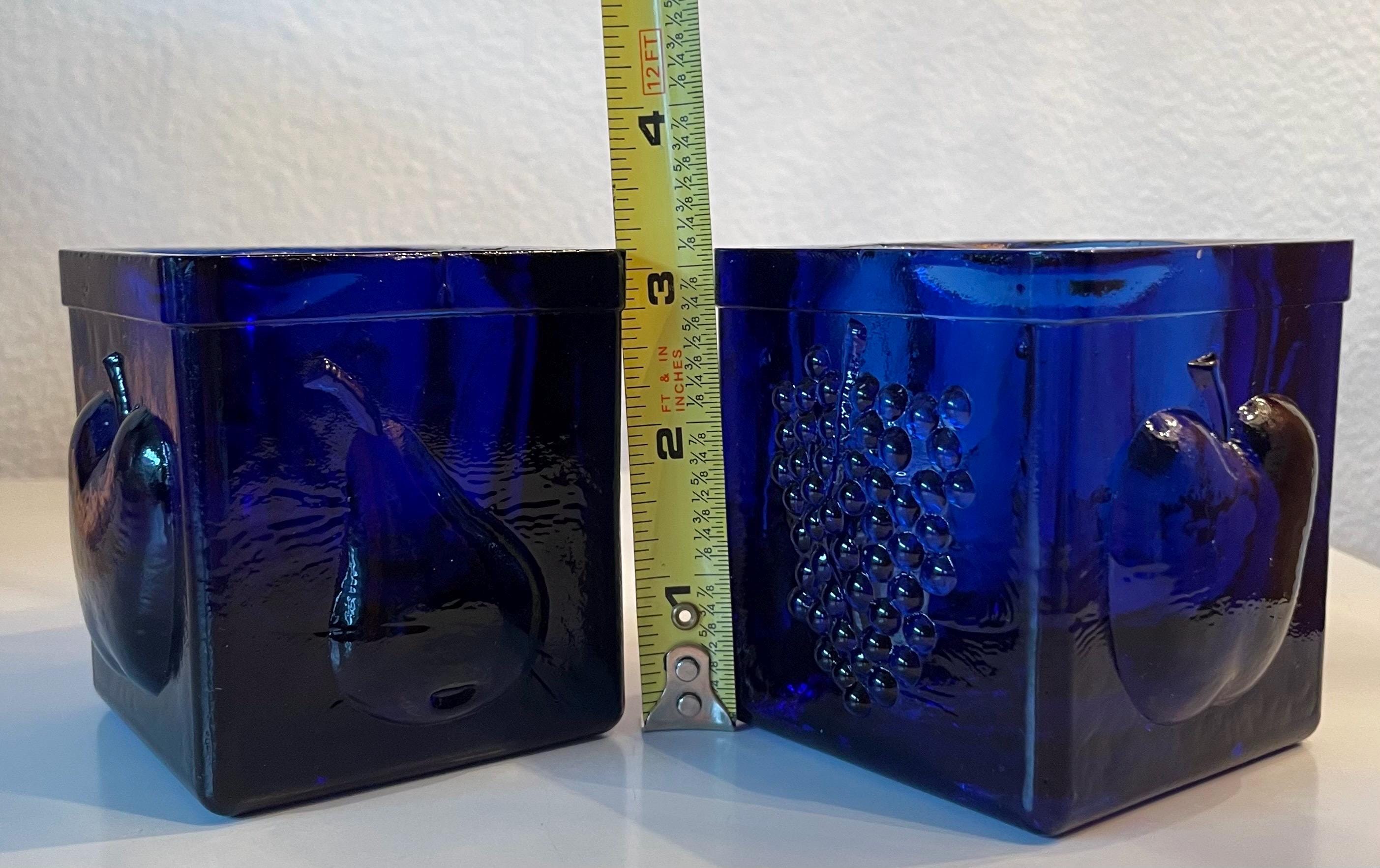 ヴィンテージ コバルトブルー キャンドルホルダー 2個セット | プレス