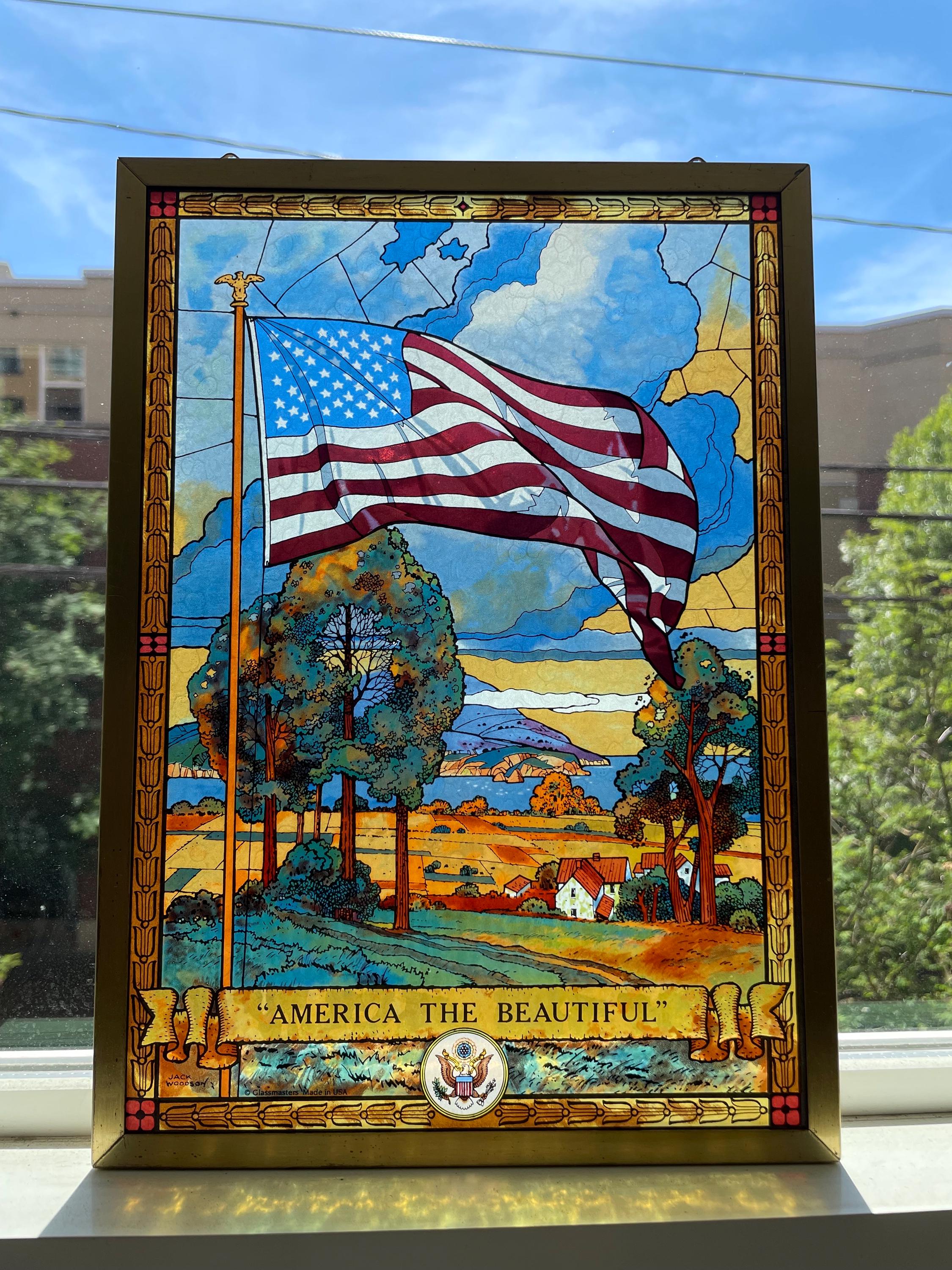 Vintage Glassmasters Stained Glass Suncatcher | America the