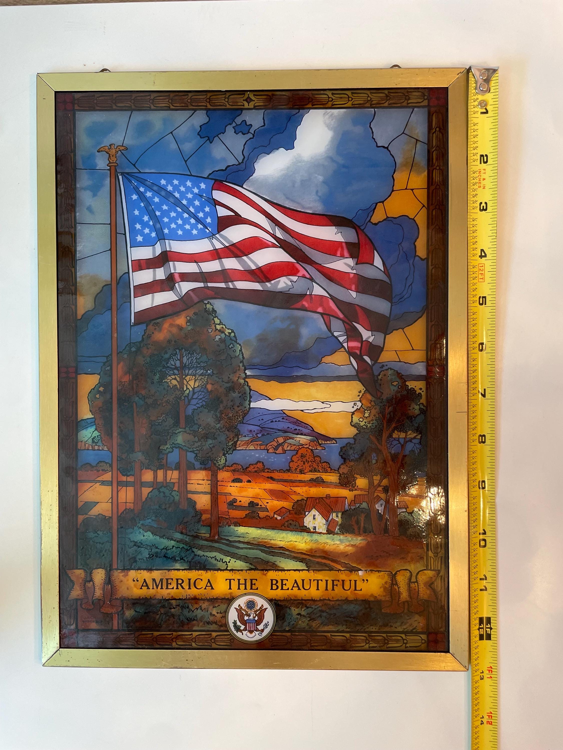 Vintage Glassmasters Stained Glass Suncatcher | America the 