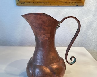 Vintage Hammered Copper Pitcher | Collectible Copper Pitcher | Decorative Copper Pitcher 6” tall