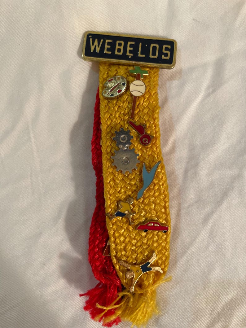Vintage Webelos Boy Scouts Badge Ribbon Pin Bar With Activity Badges ...