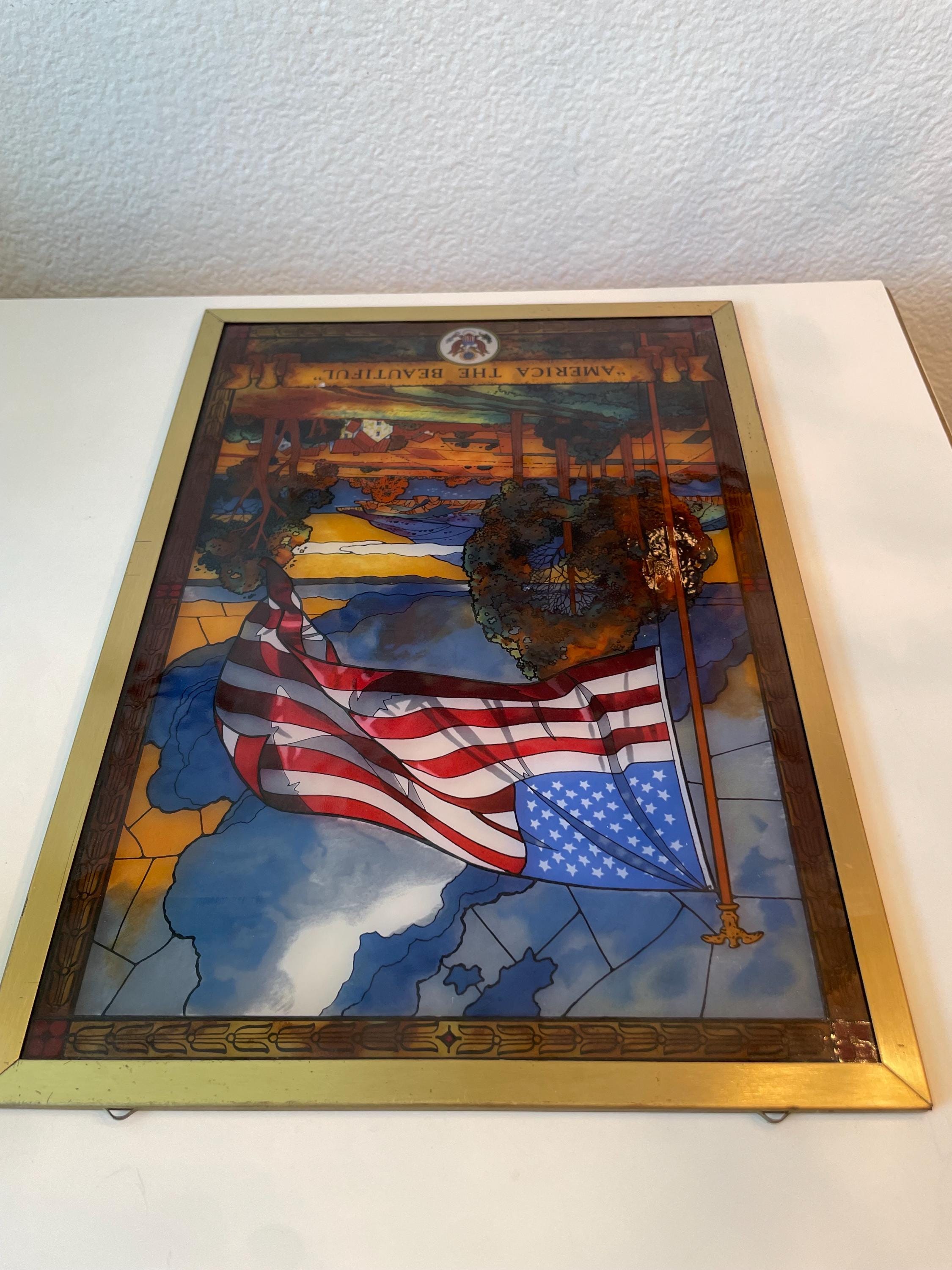 Vintage Glassmasters Stained Glass Suncatcher | America the