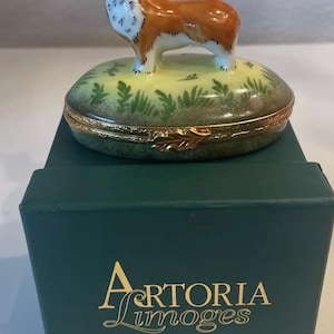 Vintage Peint Main Limoges Corgi Dog Trinket Box | Limoges Dog Jewerly Box | Limoges Dog Collectible Box | Great Gift for Corgi Dog Lover