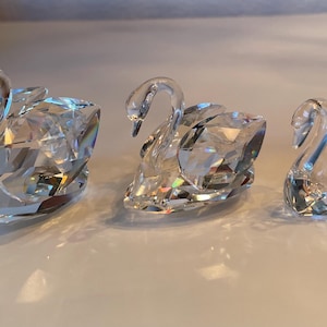 Swarovski Crystal Swan Beauties of the Lake Iconic Figurines Lot Of 3 | Art Glass Swan Statue | Crystal Bird Figures | No Original Box