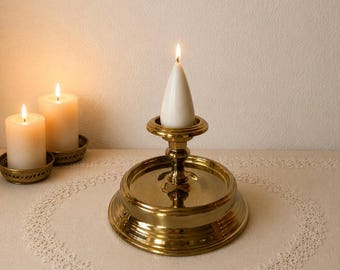 Castiçal vintage em latão da Regency Brass Taunton Silversmiths | Castiçal tradicional com pedestal | Decoração para casa em estilo colonial