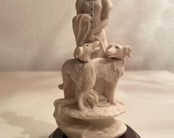 Vintage 1993 Giuseppe Armani Dame mit Hunden Porzellan Figur