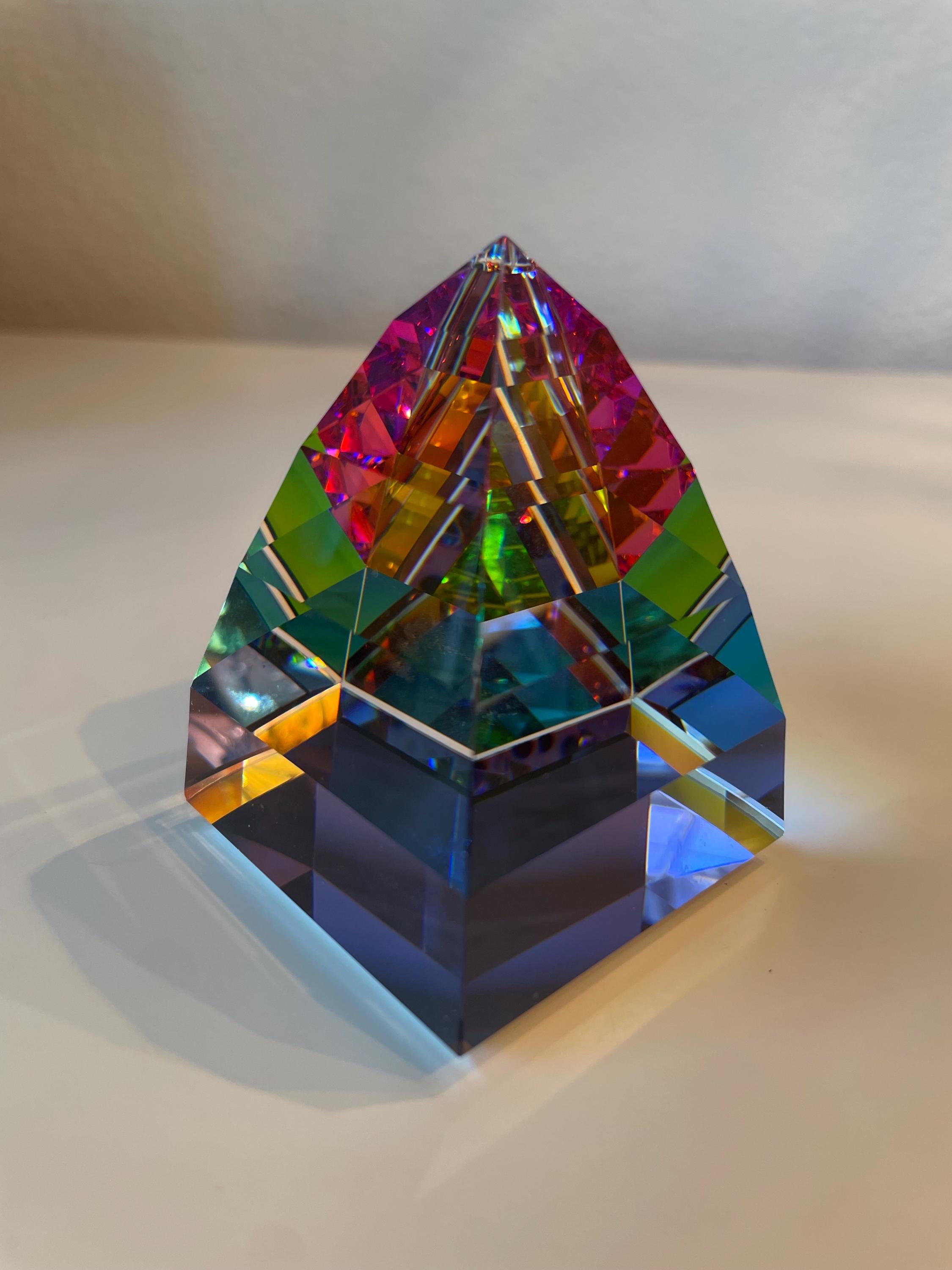 スワロフスキー 置物 ピラミッド ペーパーウェイト スワロフスキー Swarovski 1992年 廃番品 『Pyramid, Bermuda Blue