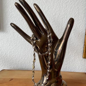 Vintage Iridescent Bronze Ceramic Hand Figurine | Ring Display Holder | Hand Statue Shelf Decor | Jewelry Holder
