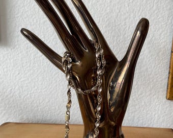 Vintage irisierende Bronze Keramik Hand Figur