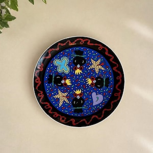Monkeys of Melbourne Decorative China Plate 1989 | Whimsical Monkey Art Plate | Colorful Folk Art Display Plate | Vintage Decorative Dish