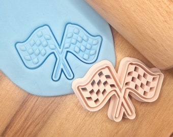Racing Flag Cookie Cutter - Car Race Gift, Racing Sports Cutters - Pastry, Fondant, Dough, Biscuit