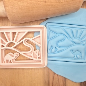 Desert Landscape Cookie Cutter - Camel, Cactus, Detailed Cookies - Pastry, Fondant, Dough, Biscuit