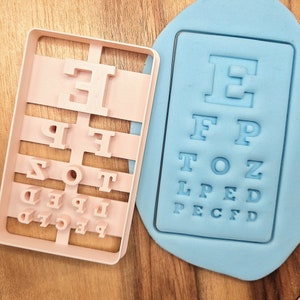 Snellen-Diagramm-Ausstecher – Sehtafel – Kekse für Optiker, Augenärzte – Gebäck, Fondant, Teig, Kekse