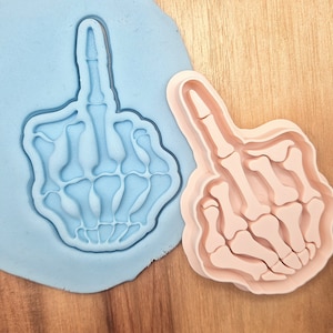 Skeleton Middle Finger Cookie Cutter - Ghost Cookies - Trick or Treat, Halloween, Funny - Pastry, Fondant, Dough, Biscuit
