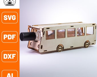 Bus Lasergesneden bestand | Lasergesneden bestand Vector flessenbus | verjaardag | cadeau | SVG-pdf-dxf-ai | Alleen digitaal bestand| Lasergesneden bestanden 3 mm