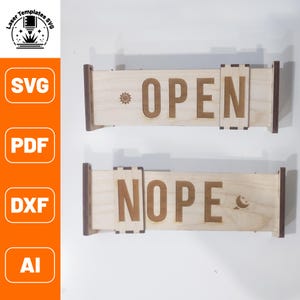 Lasergesneden open nopen | SVG openen | Open Sign For Business lasergesneden svg | SVG Dxf Ai pdf | Voor Glowforge Epilog Project | Lasergesneden vijlen 3 mm