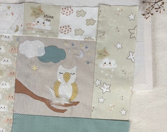 Tableau naissance chambre d'enfant personnalisable en tissu façon patchwork