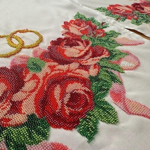 Toalha de casamento bordada com miçangas, bordada à mão, Ucraniana Tradicional Miçangas Bordadas Rushnyk, Toalha Ucraniana com miçangas