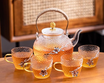 glass teapot, tea set, glass tea set, fruit teapot, vintage tea set, afternoon tea set, tea party set, Teapot Set,wedding gift,Tea Gifts