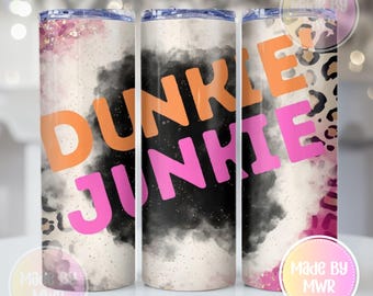 Vaso Dunkie Junkie, vaso de acero inoxidable de 20 oz, regalo de Navidad, regalo de cumpleaños, vaso para amantes del café, adicto al café helado, regalo para ella