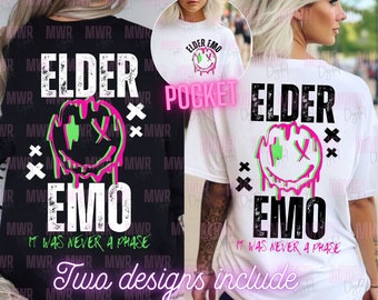 Elder Emo PNG: Edgy T-Shirt Design (Digital Download)