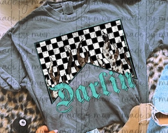 Edgy Western Cowgirl T-Shirt: Darlin' Cowhide Checkered Design