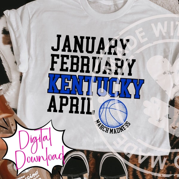 Basketball du Kentucky, mars, folie, Spirit Wear, esprit d'équipe, voir grand bleu, PNG, téléchargement numérique, sublimation, transferts DTF, Wildcats