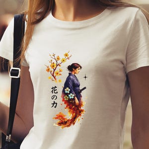 Anime Samurai Shirt: Japanese Art, Floral Warrior - Soul Stop Design