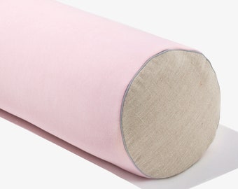 Yoga Große Rolle Bolster Buchweizen Nackenrolle Meditationskissen Entspannung Schlafkissen Yin Yoga 20x60 Puderpink Rosa Baumwolle Leinen